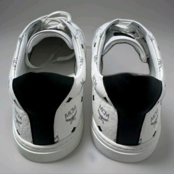 MCM Men's White Leather Sneakers Eu 43 US 10 Made In Italy - Picture 4 of 9